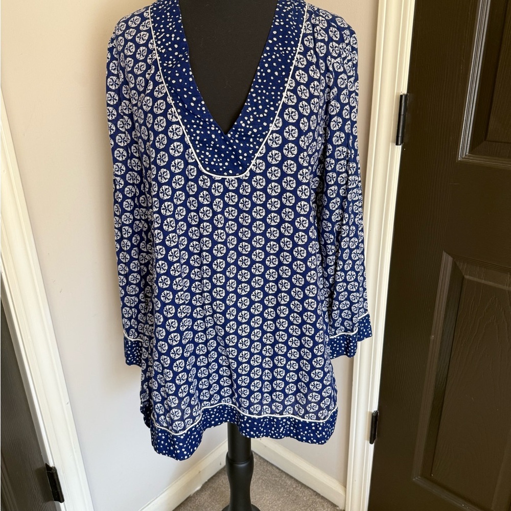 La Blanca Blue and White Patterned Tunic